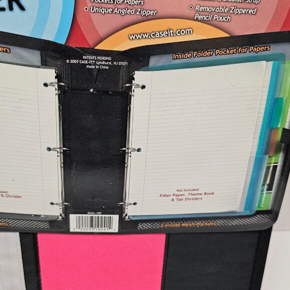 New Case It 2 in1 Dual 3 Ring Binder Dividers Mesh Pockets Folder Shoulder Strap - Picture 6 of 16